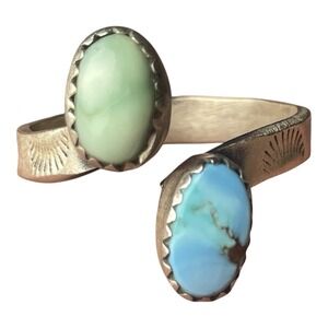 Sterling Silver Golden Hills Paloma Turquoise Bypass Ring Adjustable Size 9